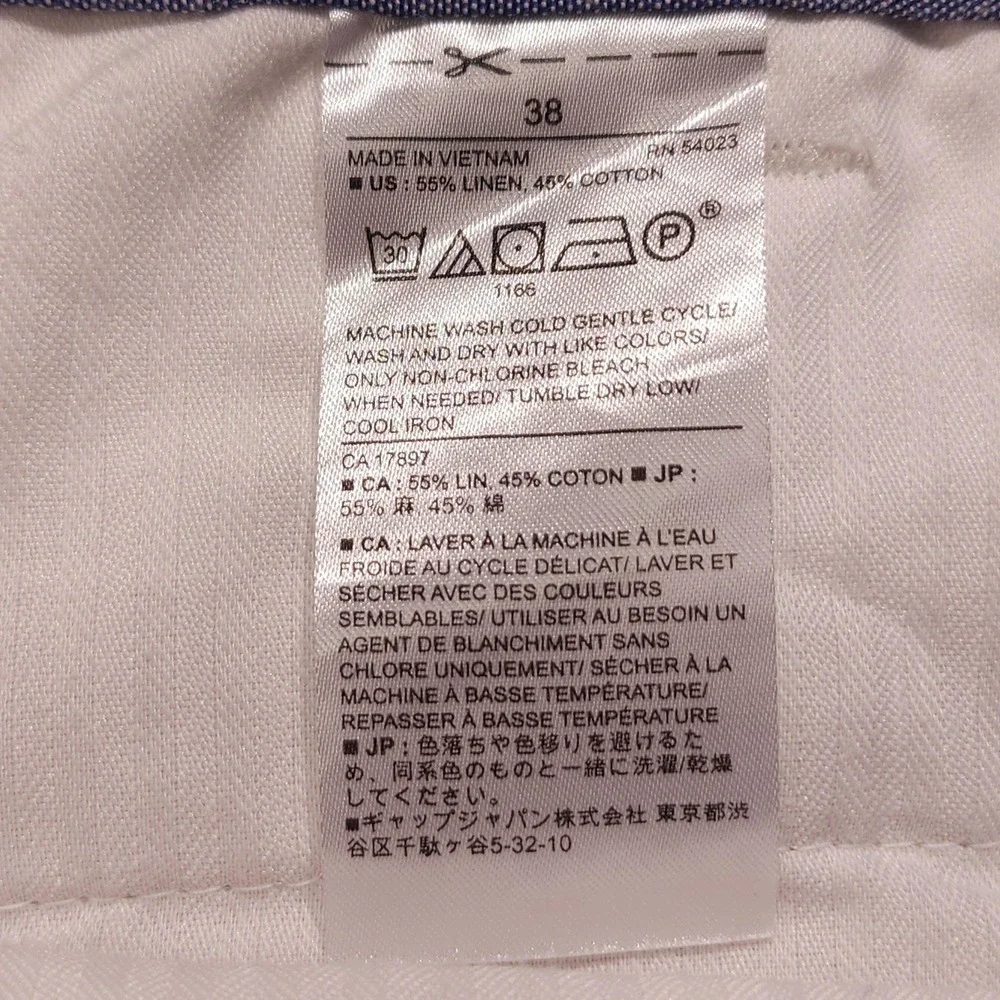 Banana Republic Aiden Shorts Mens 38 Beige Linen Cotton Chino 10 Inseam